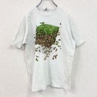古著 Fruit of the Loom 白色短袖印花 Minecraft 圓領 T 卹，復古設計