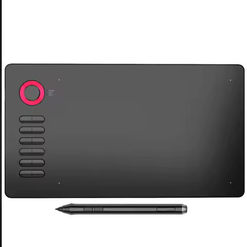 10x6 Inch Graphic Tablet 8192 Tilt Battery-Free Stylus 12 Hotkeys 5080LPI 250RPS Type-C Digital Pad 