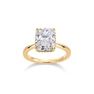 PAVOI 14K Gold Plated 3.5CT Square Radiant Cubic Zirconia Engagement and Promise Ring for Women - Hi