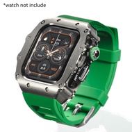 Luxury Modification Kit for Apple Watch 10 46mm Silicone Strap Stainless Steel Watch Case for IWatch