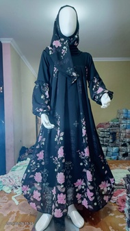 HBK Baju Gamis Anak Perempuan Model Dania Bahan Baby Doll Ceruty Set Kerudung -COD / Baju Muslim An