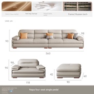 AUGA Real Leather Sofa 3 seater โซฟาหนังแท้ ทันสมัย L Shape couch Beige