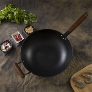 Frying Pan 34Cm Cast Iron Cauldron Wok Non-Stick Skillet Wok Pan Bread Pizza Egg Pan Gas Stove