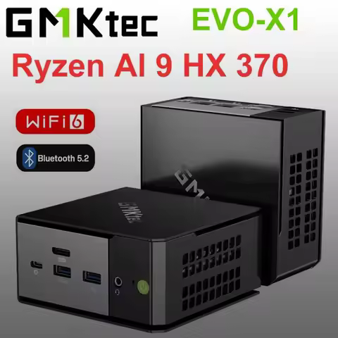 GMKTec EVO-X1 Ryzen AI 9 HX 370 Mini PC Windows 11 Pro LPDDR5 Onboard PCie3.0 NVme SSD Wifi6 BT5.2 O