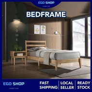 EGO Muji Wooden Single Bed Frame Katil Bujang Simple Modern Design Bedroom Furniture (NATURAL OR WHITE)