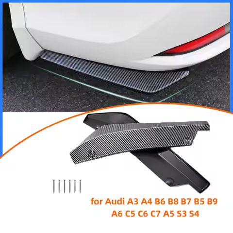 2Pcs Rear Bumper Lip Wrap Angle Diffuser Splitter Canard Spoiler for Audi A3 A4 B6 B8 B7 B5 B9 A6 C5