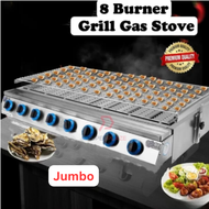 Jumbo 8 Burner Gas Infrared Snack BBQ Grill LPG Gas BBQ Stove Griller Baked Cook