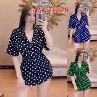 ️ St1126 Jumpsuit, polka dot Jumpsuit, cute faux back zipper skirt