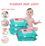 THE BEST ORGANIC BABY WIPES 80PCS PER PACK 99% WATER HYPOALLERGENIC (NON-ALCOHOL-WET WIPES) 1/6/12PC