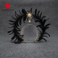 MOODCOME Feather Glory Crown Headband, Dress Up Props Double Layer Virgin Mary Queen Tiara, Glory Sh