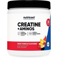 Nutricost Creatine + Aminos 30 Servings (Fruit Punch Flavored) - 5,000mg Creatine Monohydrate + 5000