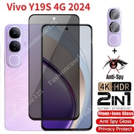 2in1 Vivo Y19S 4G 2024 Private Tempered Glass Anti-Spy Full Cover Screen Protector Anti Peek Privacy