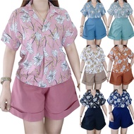 GC Floral Challis & Cotton Linen Coordinates Panlakad | Print Top and Short Ladies Terno w/ Pockets