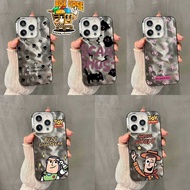 MN490 New! Premium Metallic Hard casing Aesthetic Ghost x Toystory Texture Wrinkle Metallic Case - C
