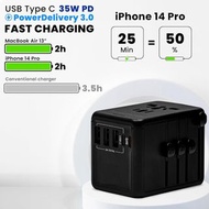 4 USB 和 Type-C + 35W PD 智慧型 USB 充電器電源插頭插座帶 LED 訊號便攜式通用旅行適配器 kktckp 4 USB and Type-C + 35W PD Smart U