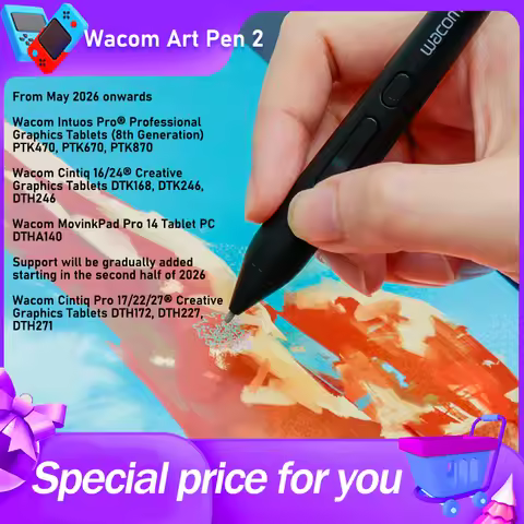Wacom Art Pen 2 ACP70000DZ 8K Pressure Stylus for Intuos Pro Cintiq MovinkPad Pro 14 Drawing Pen Off