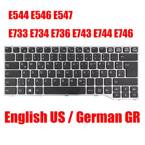 English US German GR UK Laptop Keyboard For Fujitsu LifeBook E544 E546 E547 E733 E734 E736 E743 E744
