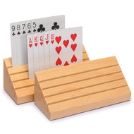Standard-Size Solid Beechwood Playing Card Holders/Racks - Set of 2 Card Organizers