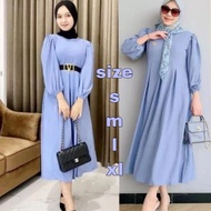 Baju Midi Dress Mat Crincle Airflow/Baju Gamis Dress Midi Baju Midi