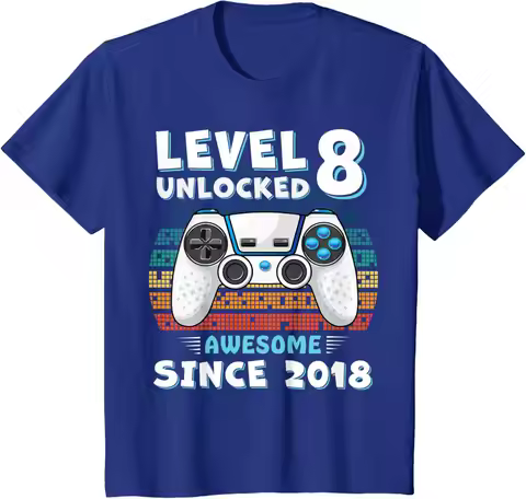 8 Year Old Bday Decorations Son Boy 8yr 2018 8th Birthday Game Level T-Shirt Cotton Kid Casual Graph
