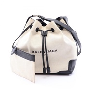 【二手】巴黎世家 (Balenciaga) BALENCIAGA單肩包 海軍藍水桶包 409000NATURAL/黑色帆布皮革 海軍藍水桶包 女士 二手 B