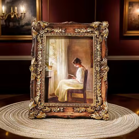 1PC, a photo display frame made of European retro resin with a three-dimensional patterned frame