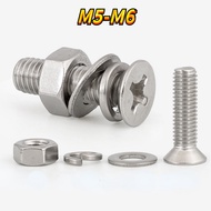 [XJK] Screw M6/M8/M10 Phillips Countersunk Screw Nut Screw Washer Set 304 Stainless Steel Flat Screw