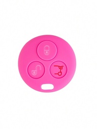 1入粉色矽膠汽車鑰匙套,3按鈕,適用於smart Fortwo