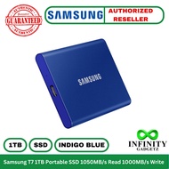 Samsung T7 1TB Portable SSD 1050MB/s Read 1000MB/s Write Indigo Blue