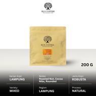 ELS COFFEE Lampung Robusta 200Gr Pure Indonesia Coffee Beans / Fine / Course Roasted Kopi A1748