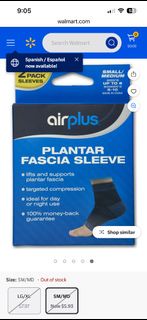 New on hands Size 35-40 USA brand Airplus Plantar Fascia Sleeve Unisex, 1 Pair, Size Small to Medium