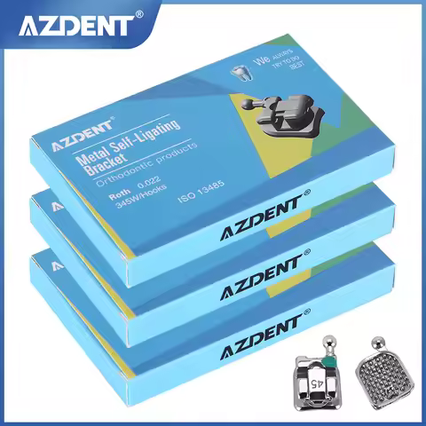AZDENT 3 Boxes Dental Orthodontic Brackets MIM Monoblock Self Ligating Braces Mini MBT/Roth 0.022 34