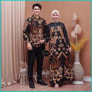 gamis batik couple pasangan sarimbit gamis batik kombinasi terbaru