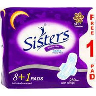 Sisters Sanitary Napkin Overnight Heavy Flow Dry Wings | 27cm 8pcs