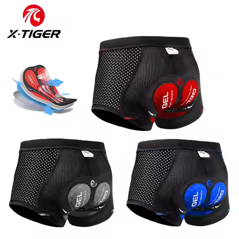 X-TIGER Men's Cycling Underwear with 5D Gel Cushioned MTB Boxer Cycling Shorts Road Cycling Underwea