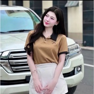 T-shirt embroidered with embossed bow collar, Big size 45-90kg, honeycomb elastic material