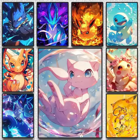 Pokemon Peripherals Gyarados Kyogre Lapras Anime Wall Art Canvas Poster