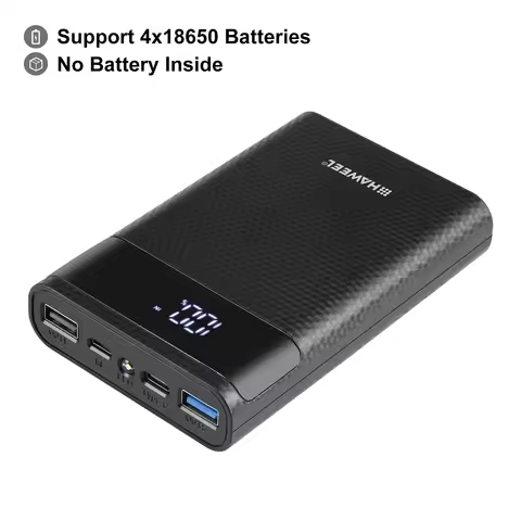HAWEEL DIY 4x 18650 Battery (Not Included) 12000mAh Dual-way QC Charger Power Bank Shell Box with 2x