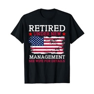Men's cotton T-shirt Retired Under New Management See Wife For Details Usa Flag T-Shirt Fast Shippin