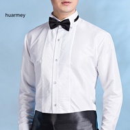 HUARMEY Men Daily Shirt Bridegroom Shirt Men's Formal Dress Shirt Winged Collar Long Sleeve Solid Co