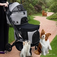 [Fast Delivery]Double-Layer Detachable Pet Stroller Multifunctional Dog Cat Outdoor Lightweight Foldable and Convenient Pet Stroller