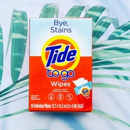 ผ้าเช็ดทำความสะอาด ขจัดคราบและสิ่งสกปรก แบบพกพา Instant Stain Remover Wipes 10 Wipes Each (Tide To G