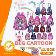 Beg Cartoon / Beg Roda / Beg Trolley Sekolah Tadika / Sekolah Rendah / KUROMI Backpack Design Cartoon Kanak KIDS CARTOON