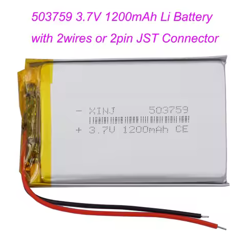 3.7V 1200mAh 4.44Wh 503759 Rechargeable Li-Polymer Li Battery JST 2Pin 1.0/1.25/1.5/2.0/2.54mm plug 