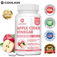 Apple Cider Vinegar 2400 mg - อาหารเสริม ACV ช่วยเพิ่มระดับพลังงานและการเผาผลาญ (30/60/120 เม็ด)