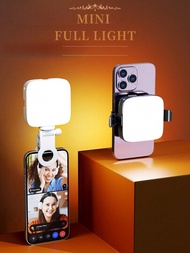 1個白色正方形led攝影燈,便攜式照相機3000k-9900k雙色燈光冷靴,適用於dslr相機攝像機gopro Vlog三色可拆卸後夾在手機上的攝影燈