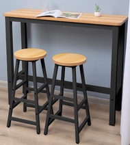 Yifeng ชุดโต๊ะบาร์ พร้อมเก้าอี้2 ชิ้น ท๊อปไม้ โครงขาเหล็ก ขนาดโต๊ะ 120x30x100cm. 1331