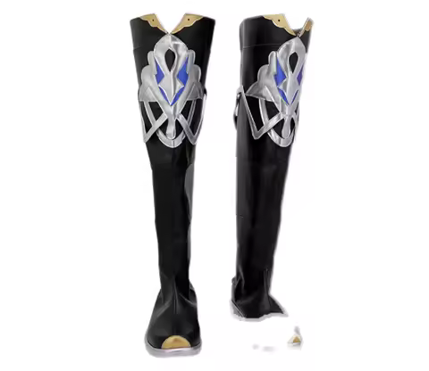 Game Albedo Boots Cosplay Black and Blue Shoes Halloween Cosplay Genshin Impact Prop Albedo Boots