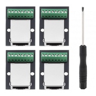 4 pcs RJ45 Female to 8-Pin 2.54mm Screw Terminal Adapter Board, FR4 Fiberglass, with Slotted Screwdr