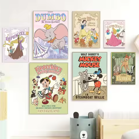 MINISO Disney Characters Poster Toys Stories Movies Disneyland Party Canvas Wall Art Poster Home Liv